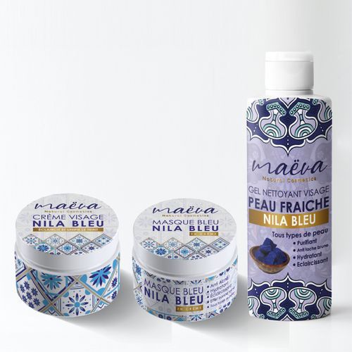 Maëva Natural Cosmetics Pack Nila Bleu 3en1 - Crème - Masque - Gel